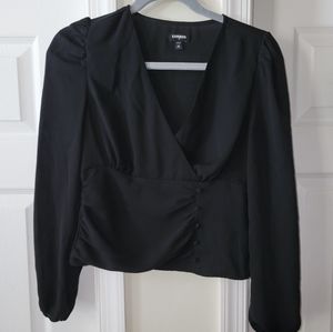 Express Black Bishop Sleeve Blouse
